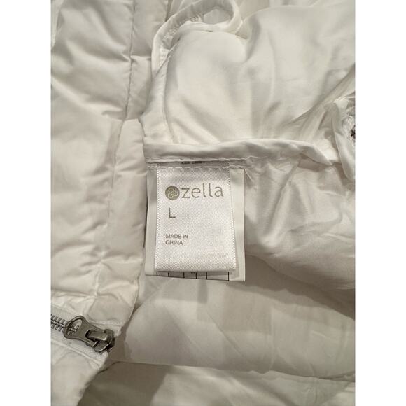NWOT Zella Puffer Vest Size L White Long Hooded Full Zip Sporty Chic Gorpcore - Picture 9 of 9